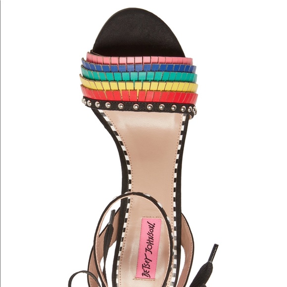 Betsey Johnson Women's Rainbow Striped Sandal - Picture 4 of 5
